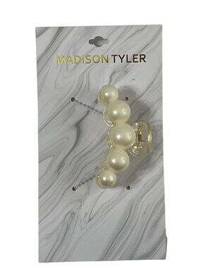 Madison Tyler Pearl Claw Clip Large Faux Pearl Hair Clamp Cream
